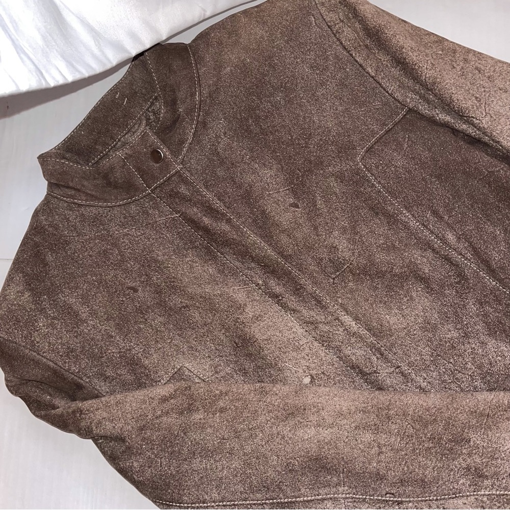 WILSONS LEATHER Pelle Studio Womens Beige Suede Leather Jacket Size XL